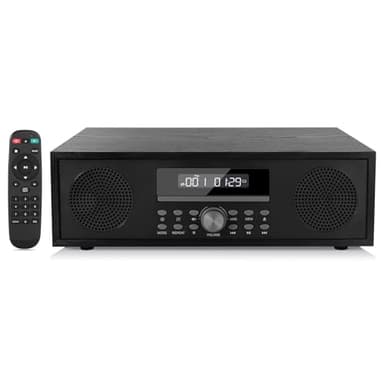 Chaine HiFi CD Stéréo Système, Micro Chaine Hi-FI Bluetooth Stéréo Compacte Radio FM, Entrée Auxiliaire 3.5mm, Lecture USB, Prise Casque, Mini Chaine HiFi 2x20W, Lecteur CD MP3 avec Sortie Audio