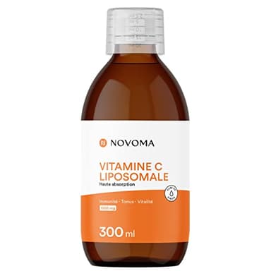 NOVOMA Vitamine C liposomale 1000mg, Dosage Puissant & Haute Absorption, Cure de 2 mois, 100% Quali®-C, Système Immunitaire & Fatigue, Bouchon Doseur Inclus, Bouteille 300 ml