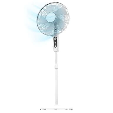Cecotec - Ventilateur sur Pied EnergySilence 515 MaxFlow White - 45 W, Diamètre 30 cm, 5 Pales, 3 vitesses, Minuterie jusqu’à 1 Heure, Oscillation Automatique et Hauteur Ajustable