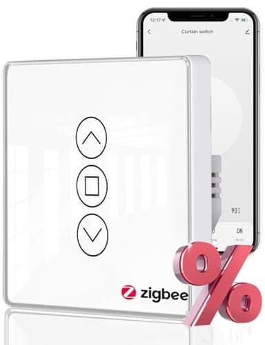 MOES ZIGBEE RF433 Smart 2.5D Interrupteur de Rideau à écran Tactile en Verre Incurvé, prend en charge les APP Smart Life/Alexa/Google Home Voice Control