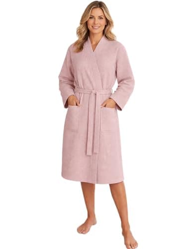 Morgenstern Sortie de Bain Femme Kimono Coton Gaufre - Taille XL - Rose