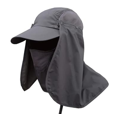 Dricar Casquette de Protection Anti-UV UPF 50+ à Rabat, Casquette Protection Soleil Amovible pour l'Extérieur Pêche Randonnée Trekking pour Hommes et Femmes(Gris Foncé)