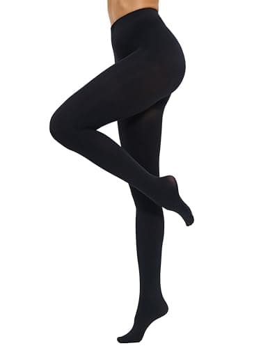 CozyWow Collants semi-opaques 80D couleur unie pour femmes(Noir L-XL)