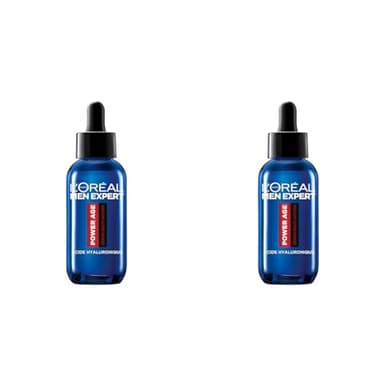 L'Oréal Men Expert - Sérum Visage Multi-Action Hydratant & Anti-Âge pour Homme - À l'Acide Hyaluronique - Pour Tous Types de Peaux - Power Age - 30 ml (Lot de 2)