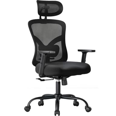NOBLEWELL Chaise de Bureau Ergonomique avec Support Lombaire, Appui-tête 2D, accoudoirs réglables, Coussin amélioré, Inclinaison à Bascule de 130°, Chaise d'ordinateur pour Bureau à Domicile