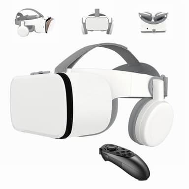 VR Set Lunettes de Réalité Virtuelle pour Téléphone, Casque VR sans Fil Bluetooth Lunettes VR, Support 4.7-6.2" Téléphone Portable Compatible pour Android iOS iPhone 13 12 11 Pro Mini (Blanc)
