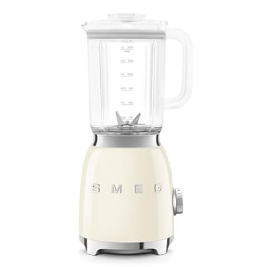 Smeg, Blender BLF03CREU 1,5 L, 4 Vitesses, 4 Fonctions Smoothie, Pulse, Glace Pilée et Autonettoyant, Bloc Moteur et Bouchon Doseur, Base Antidérapante, Range Cordon Intégré, 800W, Crème