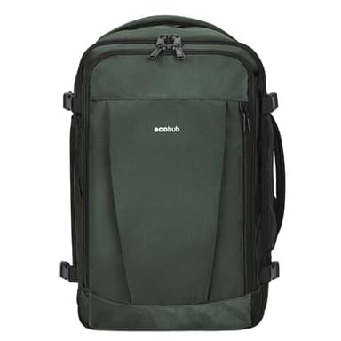 ECOHUB Bagage Cabine 45x36x20 Easyjet, 30L Sac a Dos de Voyage Cabine Avion Imperméable, Bagage a Main sous Le Siège Pet Recyclé, Valise Cabine Easyjet Homme Femme, Brevet en Cours(Gris)