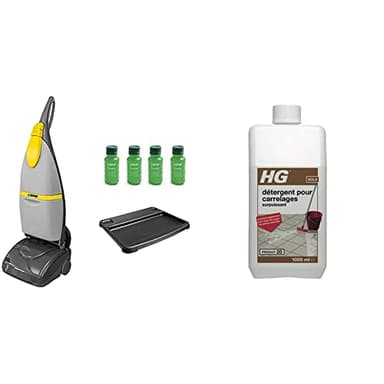 Lavor Autolaveuse Sprinter, Lave et Sèche en Une Seule Fois & HG Détergent Surpuissant pour Carrelages 1L - Nettoyant Dégraissant pour Carrelages, Dalles et Sols en Pierre, 1 Litre (435100104)