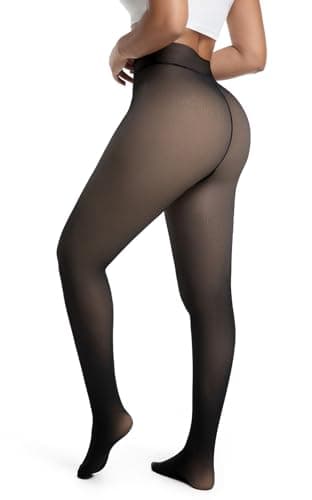 DIKER Collant Polaire Femme Collant Thermique Femme Collants d'hiver Doublés, Taille Haute, Haute Élasticité, Option longue, Noir