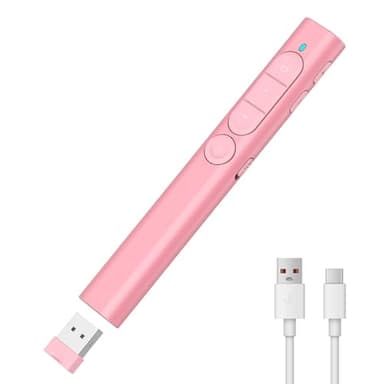 elzle Télécommande Présentation Sans Fil, Clicker PowerPoint Rechargeable avec Hyperlien & Contrôle Volume, Compatible Mac, PC, Ordinateurs Portables (Rose)