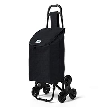 VOUNOT® Chariot de Courses 6 Roues avec Compartiment Imperméable Chariot Marché Pliable 2 en 1 Sac en Oxford Caddie à roulettes Chariot Montant Escalier Noir