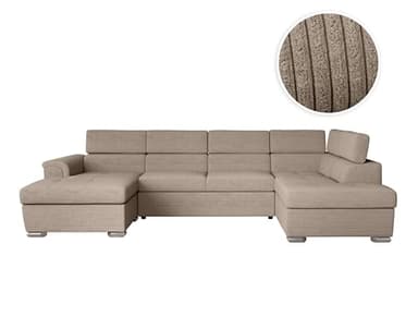 LOUNGITUDE Canapé panoramique Paola Convertible avec 2 coffres en Velours côtelé