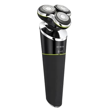 Melissa Infinity16680051 Rasoir électrique pour homme - Tondeuse à barbe - Trois têtes rotatives - Batterie intégrée - Indicateur de charge - Support de charge - Noir