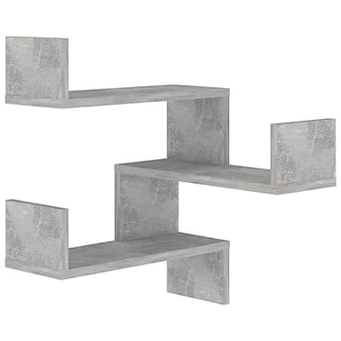 vidaXL Étagère Murale d'angle, Support Suspendu, Décoration Flottante Salon Salle de Séjour, Scandinave, Gris Béton Bois d'Ingénierie