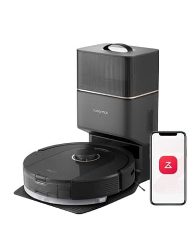 roborock Q5 Pro+ Aspirateur Robot avec Base, DuoRoller, Vidage Automatique, 5500Pa, 2.5L Sac à Poussière, 180ml Réservoir, Robot Aspirateur Laveur, Navigation LiDAR PreciSense, App Noir