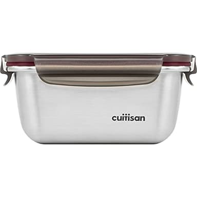 Cuitisan CandL (Flora) Boîte de conservation rectangulaire en acier inoxydable avec couvercle à clip Acier inoxydable, 14,8cm x 10,8cm x 7,1cm / 500ml