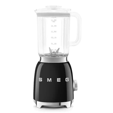 Smeg, Blender BLF03BLEU 1,5 L, 4 Vitesses, 4 Fonctions Smoothie, Pulse, Glace Pilée et Autonettoyant, Bloc Moteur et Bouchon Doseur, Base Antidérapante, Range Cordon Intégré, 800W, Noir