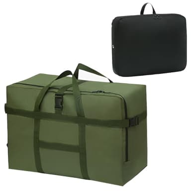 YAYODS Grand sac de voyage pliable 120 l + sac marin étanche de 21 l - 70 x 35 x 48 cm - 600D Oxford avec dragonne, sac de rangement - sac à main, sac de déménagement, vert, 70x35x48CM, 30x40x18CM,