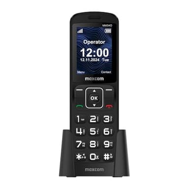 Maxcom MM34D 4G VoLTE Téléphone de bureau sans fil à gros bouton pour la maison et le bureau avec carte SIM Pas de ligne terrestre nécessaire Chargeur de bureau Prise britannique ? Noir