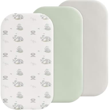 Susurration Lot de 3 Draps Housses Cododo 50 x 90cm Microfibre Respirants Élastique Bébé pour Poussette lit d'appoint lit de Bébé (Elephant Gris)