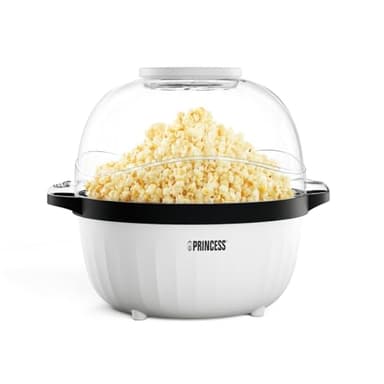 Princess Machine à Pop-corn, 4,5 L, Tige de Brassage Motorisée, Plateau à Beurre, Couvercle Transparent, Bol Réversible, Facile à Nettoyer, Antidérapante, Compacte, 450W, 292980