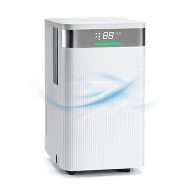 HAUSHOF Déshumidificateur d'Air Electrique 12L/Jour, Deshumidificateur Anti Moisissure Portable Silencieux 38dB, Minuterie 24h, Dégivrage Automatique 3 Modes pour Chambre, Cave, Salle de Bain, Placard
