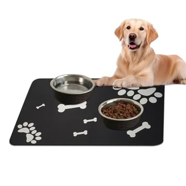 Tapis de Nourriture pour Chien et Chat, 60x40cm Super Absorbant Tapis Chat Gamelle, Séchage Rapide, Imperméable et Antidérapant