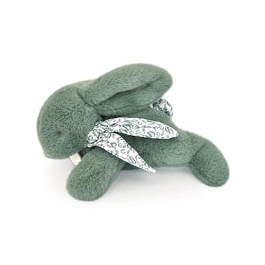 Doudou et Compagnie - LAPIN DOUDOU - Peluche Doudou Lapin Habillée d'un Foulard en Lin - Vert Sauge - 29 cm - Pour Enfants dès la Naissance - Garantie Doudou Perdu - Avec Boite Cadeau- DC4143