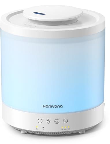 Homvana Humidificateur d'air Diffuseur 1.8L, humidificateur d'air chambre, Humidifier d'air bébé Chambre, Cool Mist, Plante, BPA Free, 7 Color Light, Office, Brumisateur Huiles Essentielles