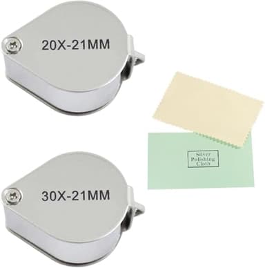 NIYATA 20X & 30X Loupe de Poche Pliable,Jewelers Magnifier,Argent Loupe Bijoutier,Antiquités Loupe Horloger for Jewelers, Jewelers, Rocks, Antiques and Newspaper Books