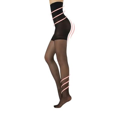 CALZITALY Collant Sculptant Gainant, Collant Taille Haute, Collants Compression Moyenne 8 mm/Hg | S, M, L, XL, XXL, 3XL, 4XL | Noir, Naturel | 20 DEN | Made in Italy (L, Noir)