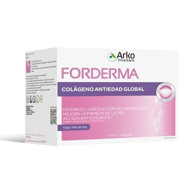 Arkopharma Forderma Anti-âge Global, Collagène hydrolysé, améliore l'élasticité de la peau, réduit les rides, goût mangue, convient pour la grossesse et l'allaitement, Complément alimentaire