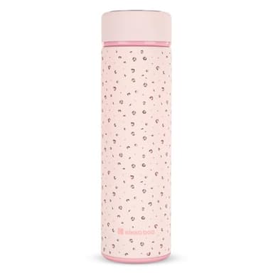 KikkaBoo SAVANNA Thermos Bébé, Inox Double Paroi, Boisson Chaude/Froide 12h-24h, 500ml, Étanche, Infuseur à Thé, Rose