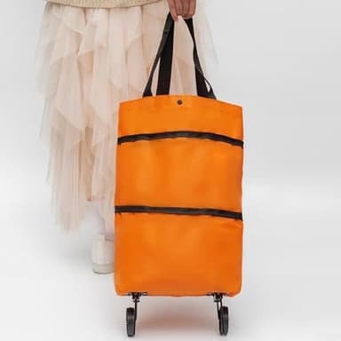 SPXMQSS Chariot De Courses Cadie A roulettes De Courses Chariot De Rangement à roulettes Caddie De Courses Pliable Sac Caddie Caddie De Courses Orange