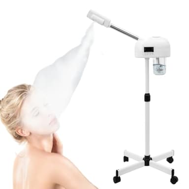 Cuiseur Vapeur Facial Professionnel, 42 °C Vapeur Visage Multifonctionnel avec Buse Pivotante à 360 Degrés et Panneau de Commande LCD, Vapozone Esthétique pour Salon et Usage Domestique