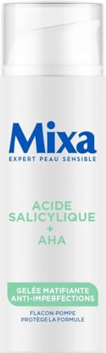 Mixa - Gelée Matifiante Anti-Imperfections à l'Acide Salicylique + AHA - Peaux Grasses et Acnéiques - Contrôle du Sébum - Texture Sorbet Légère et Rafraîchissante - Flacon-Pompe Antioxydant - 50 ml