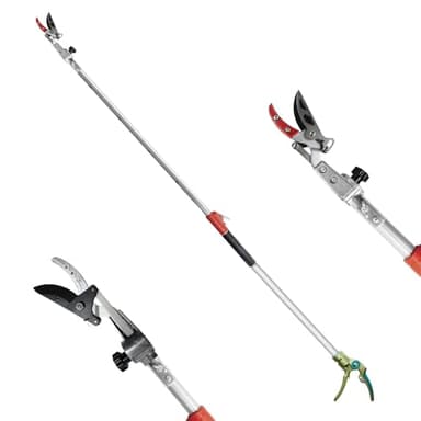 FLORA GUARD sécateur télescopique, 110 cm - 166 cm, télescopique - léger et robuste, cueilleur de fruits avec tête de lame pivotante, manche de cisaille à branches télescopique léger en aluminium