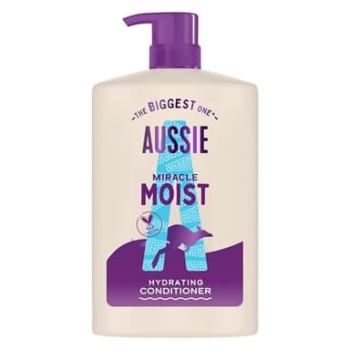 Aussie Miracle Moist Après-Shampooing Démêlant 1000ml, Formule Hydratante pour Revitaliser et Restaurer les Cheveux Secs et Fragiles, Vegan