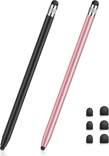 MEKO Tablet Stift, 2 Pack Touchscreen Stift avec 6 Pointes en Caoutchouc, 2 en 1 Touch Pen pour Tous Les téléphones/tablettes comme iOS, Android, iPhone, iPad, Samsung, Huawei, Xiaomi, etc