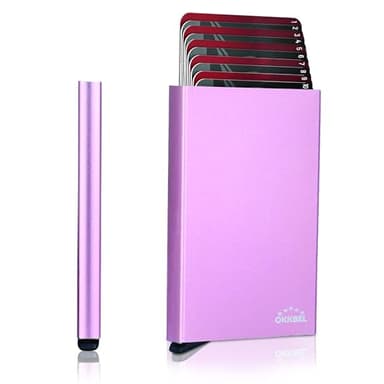 Porte Carte Bancaire Sécurise Anti Piratage Peut Ranger 8 a10 Cartes pour Femme et Homme Rigide Métalique en Aluminium - Porte Carte Credit en Métal avec Protection Anti RFID sans Contact OKKBEL®