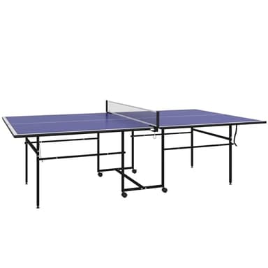 SPORTNOW Table de Tennis de Table, Table de ping-Pong Pliable, avec 4 roulettes, compacte, pour extérieur et intérieur, 274 x 152,5 x 75,5 cm Bleu