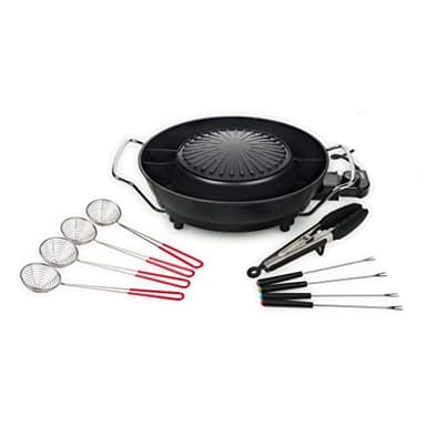 Tristar Barbecue coréen Hot Pot - Nombreux Accessoires Inclus - 3 L - 4 Personnes - 1 800 W, Noir