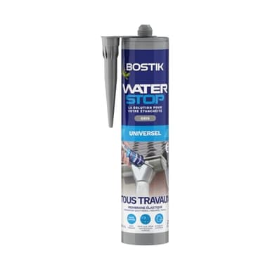 Bostik Waterstop Gris 290 ml – Membrane d’Étanchéité Toiture, Gouttières & Murs – Répare Fuites, Infiltrations & Fissures – Résistant UV & Intempéries