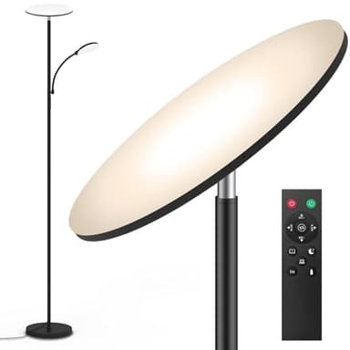 LED Lampadaire, 44W 4500LM Super Lumineux Lampadaires sur Pied Salon, Dimmable 2700K-6500K Lecture Lampadaires avec Télécommande et Contrôle Tactile, Lampadaire Haut pour Salon Chambre Bureau