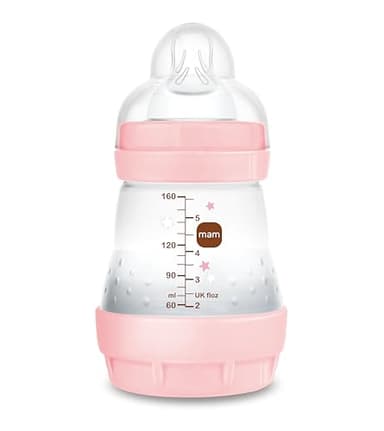 MAM - Easy Start A118 - Biberon anti-colique breveté avec tétine 1 en silicone SkinsofTM ultra doux, pour bébés à partir de 0 mois, 160 ml, rose, auto-stérilisable en 3 minutes