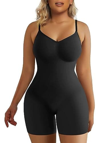 SHAPERX Gaine Amincissante Ventre Plat Femme Body Gainant Sculptant Minceur Invisible Shapewear Bodysuit Abdomen Contrôle, UK-SZ5218-Black-L/XL