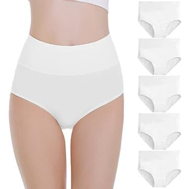Falechay Culotte Femme Taille Haute Coton 5 pièces Blanc,M