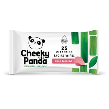 The Cheeky Panda | Lingettes Démaquillantes | 25 Lingettes Parfum Rose | Fabriquées à partir de 100% de Bambou