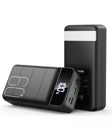 PDBEST PowerBank 60000 mAh Fast Charging, Batterie 22,5 W Power Bank avec USB C, Portable Batterie Externe, 4 Sorties et 2 entrées, écran LED Compatible avec tablettes Android, iPhone, etc. Noir